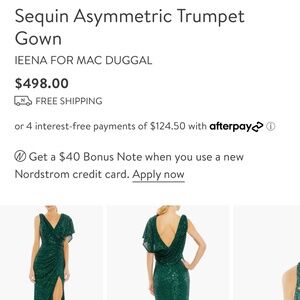 Ieena for Mac Duggal Sequin Asymmetric Trumpet Gown
